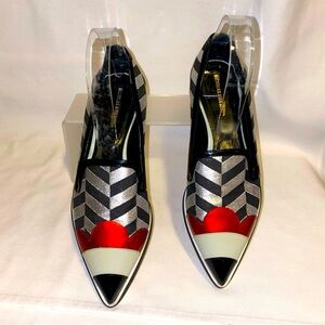 Nicholas Kirkwood Multicolor Patent Leather/Fabric Pointed Toe SlipOn Sneaker 37